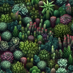 Cacti and Succulents: Stunning Seamless Tile Art - Perfect for Backgrounds and Graphic Design - Digital Wallpaper Pattern Download