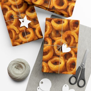 Fried Onion Rings: Premium Gift Wrap - Decorative Repeating Pattern, Matte/Satin Finish - High Quality Wrapping Paper crunchy appetizer