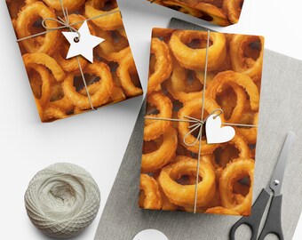Fried Onion Rings: Premium Gift Wrap - Decorative Repeating Pattern, Matte/Satin Finish - High Quality Wrapping Paper crunchy appetizer