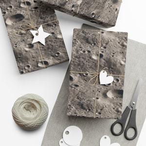 Lunar Surface: Premium Gift Wrap - Decorative Repeating Moon Pattern, Matte/Satin Finish - High Quality Wrapping Paper moon solar cheese