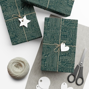 Circuit Board: Premium Gift Wrap - Decorative Repeating Pattern, Matte/Satin Finish - High Quality Wrapping Paper Pattern chip retro 90s