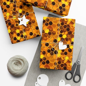 Honeycomb Bliss: Premium Gift Wrap - Decorative Repeating Pattern, Matte/Satin Finish - High Quality Wrapping Paper apiarist manuka nectar