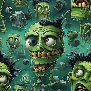 Angry Frank: Monster Seamless Tile Art - Perfect for Backgrounds and Graphic Design - Digital Wallpaper Pattern Download