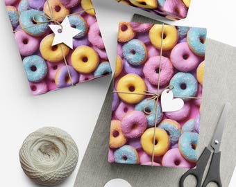 Pastell Donuts: Premium Geschenkverpackung - Dekoratives sich wiederholendes Muster, matt / satiniert - hochwertiges Geschenkpapier mit süßer Zuckerglasur