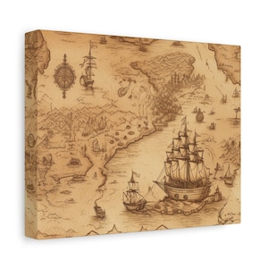 Treasure Map v1 Matte Canvas, Stretched, 1.25", 9 sizes