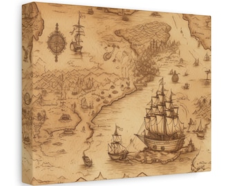 Treasure Map v1 Matte Canvas, Stretched, 1.25", 9 sizes