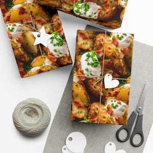 Loaded Baked Potatoes: Premium Gift Wrap - Decorative Repeating Pattern, Matte/Satin Finish - High Quality Wrapping Paper potato skins app