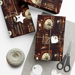 Odd Grandfathers: Premium Gift Wrap - Decorative Repeating Pattern, Matte/Satin Finish - High Quality Wrapping Paper clock pattern timeless