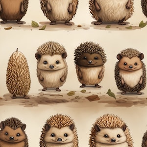 Hedgehog Harmony: High Quality Seamless Tile Art - Perfect for Backgrounds and Graphic Design - Digital Wallpaper Pattern Download