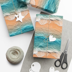 Sandy Beach: Premium Gift Wrap - Decorative Repeating Pattern, Matte/Satin Finish - High Quality Wrapping Paper coastal waves tropical heat