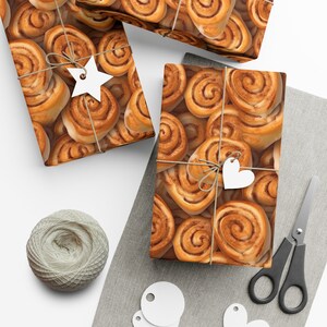 Cinnamon Scrolls: Premium Gift Wrap - Decorative Repeating Sweet Roll Pattern, Matte/Satin Finish - High Quality Wrapping Paper gooey treat