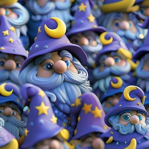 Wizard Gnomes: Magical Seamless Tile Art - Perfect for Backgrounds and Graphic Design - Digital Wallpaper Pattern Download