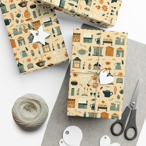 Café County: Premium Gift Wrap - Decorative Repeating Pattern, Matte/Satin Finish - High Quality Wrapping Paper hometown diner restaurant
