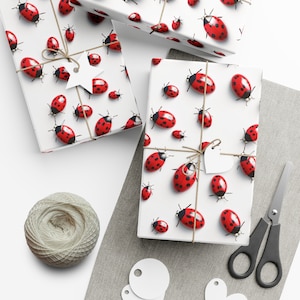 Ladybug Ensemble: Premium Gift Wrap - Decorative Repeating Pattern, Matte/Satin Finish - High Quality Wrapping Paper lucky spotted bug spots