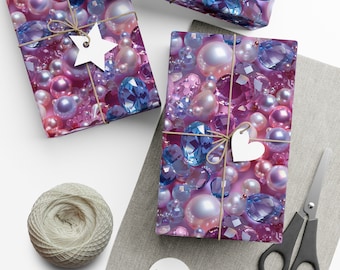 June Gems: Premium Gift Wrap - Decorative Repeating Pattern, Matte/Satin Finish - High Quality Wrapping Paper june birthstone gemstones gem