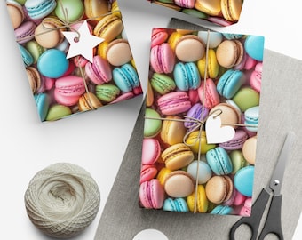 Sweet Macaroons: Premium Gift Wrap - Decorative Repeating Pattern, Matte/Satin Finish - High Quality Wrapping Paper colorful pastel cookies