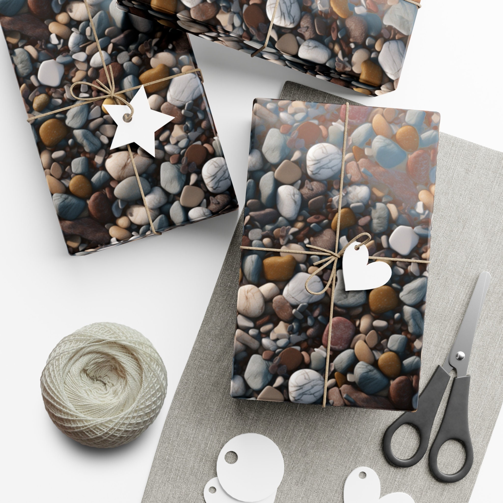 Paper Stone Wraps Pebble Serenity: Premium Gift Wrap - Decorative Repeating Stone Pattern ...