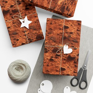 Martian Surface: Premium Gift Wrap - Decorative Repeating Planet Pattern, Matte/Satin Finish - High Quality Wrapping Paper crater mars aries