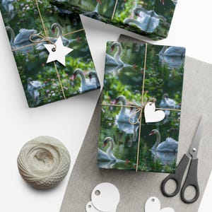 Serene Swans: Premium Gift Wrap - Decorative Repeating Pattern, Matte/Satin Finish - High Quality Wrapping Paper bird flock lamentation