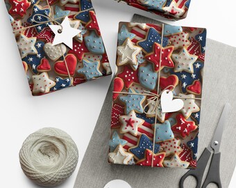 Patriotic Cookies: Premium Gift Wrap - Decorative Repeating Pattern, Matte/Satin Finish - High Quality Wrapping Paper