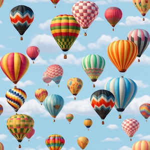 Hot Air Balloons: Stunning Seamless Tile Art - Perfect for Backgrounds and Graphic Design - Digital Wallpaper Pattern Download