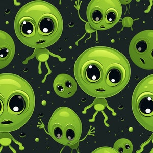 Little Green Men: Fantastic Seamless Tile Art - Perfect for Backgrounds and Graphic Design - Digital Wallpaper Pattern Download
