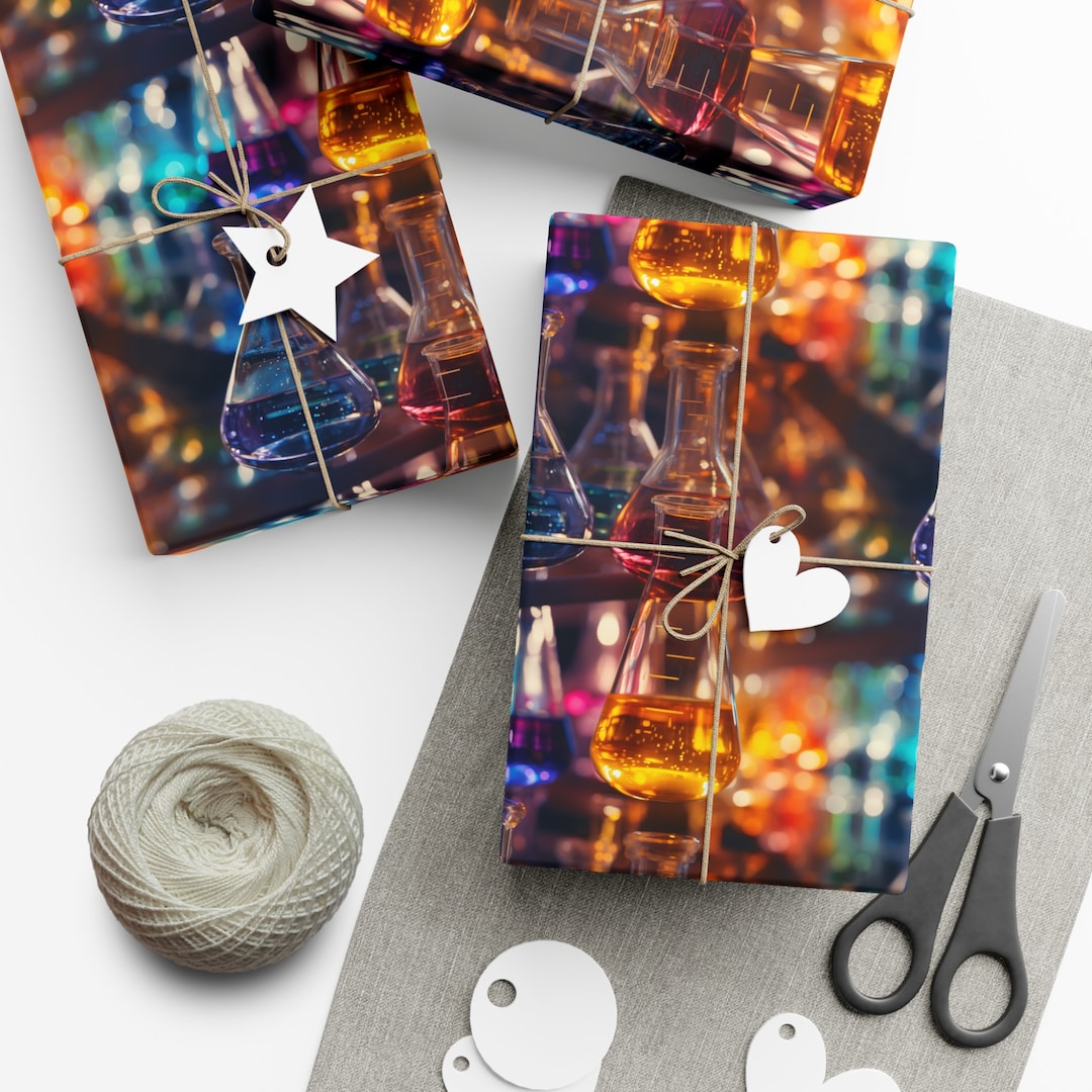 Gift Wrapper Repeating Chemistry Flasks: Premium Gift Wrap - Decorative Repeating Pattern ...