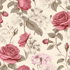 Victorian Roses: Stunning Seamless Tile Art - Perfect for Backgrounds and Graphic Design - Digital Wallpaper Pattern Download