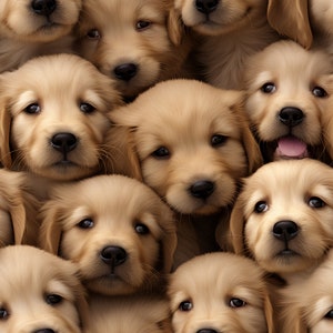 Golden Pups: Adorable Seamless Tile Art - Perfect for Backgrounds and Graphic Design - Digital Wallpaper Pattern Download