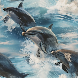Dolphin Splash: Stunning Seamless Tile Art - Perfect for Backgrounds and Graphic Design - Digital Wallpaper Pattern Download