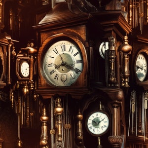 Odd Grandfathers: Stunning Seamless Tile Art - Perfect for Backgrounds and Graphic Design - Digital Wallpaper Pattern Download tall clocks