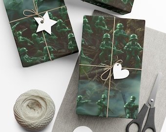 Green Army Men: Premium Gift Wrap - Decorative Repeating Pattern, Matte/Satin Finish - High Quality Wrapping Paper Basic Training Recruit