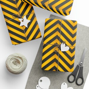 Caution Warning: Premium Safety Gift Wrap - Decorative Repeating Pattern, Matte/Satin Finish - High Quality Wrapping Paper danger alert