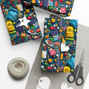 Academic Adventure: Premium Gift Wrap - Scholarly Repeating Pattern, Matte/Satin Finish - High Quality Wrapping Paper back to school