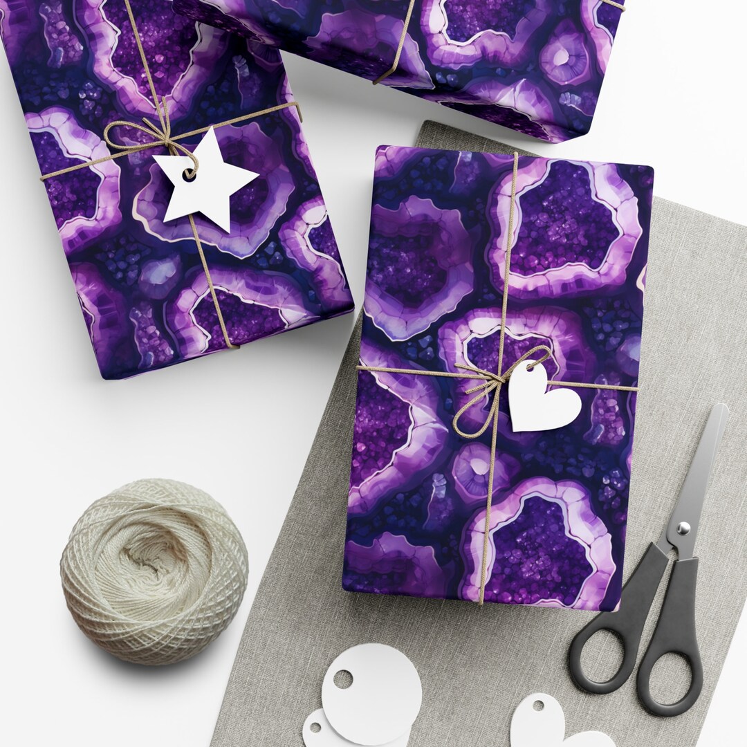 Purple Amethyst: Premium Gift Wrap - Decorative Repeating Geode Pattern ...
