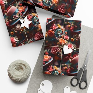 Fantastic Hats: Premium Gift Wrap - Decorative Repeating Pattern, Matte/Satin Finish - High Quality Wrapping Paper mad hatter society easter