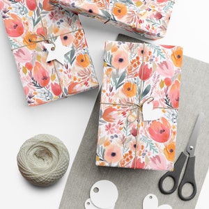 Blossom Harmony: Premium Gift Wrap - Decorative Repeating Floral Pattern, Matte/Satin Finish - High Quality Wrapping Paper