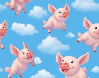 Flying Pigs: Fantastic Seamless Tile Art - Perfect for Backgrounds and Graphic Design - Digital Wallpaper Pattern Download