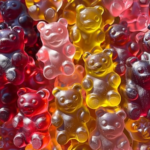 Gummy Pandas: Stunning Seamless Tile Art - Perfect for Backgrounds and Graphic Design - Digital Wallpaper Pattern Download gelatin ursa