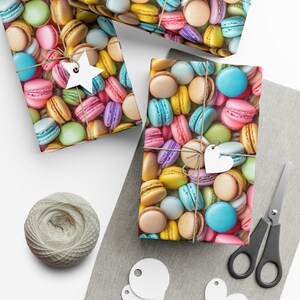 Sweet Macaroons: Premium Gift Wrap - Decorative Repeating Pattern, Matte/Satin Finish - High Quality Wrapping Paper colorful pastel cookies