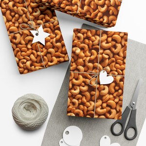 Cashew Nuts: Premium Gift Wrap - Decorative Repeating Pattern, Matte/Satin Finish - High Quality Wrapping Paper crunchy tasty legumes