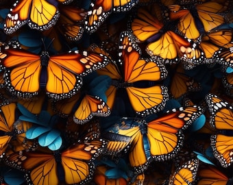 Monarch Butterflies: Stunning Seamless Tile Art - Perfect for Backgrounds and Graphic Design - Digital Wallpaper Pattern Download