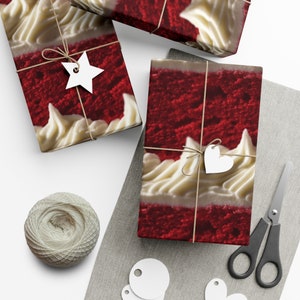 Red Velvet Cake: Premium Gift Wrap - Decorative Repeating Pattern, Matte/Satin Finish - High Quality Wrapping Paper decadent sweet dessert