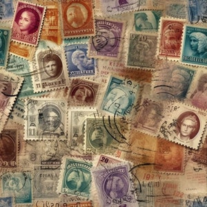 Vintage Stamps: Stunning Seamless Tile Art - Perfect for Backgrounds and Graphic Design - Digital Wallpaper Pattern Download post office
