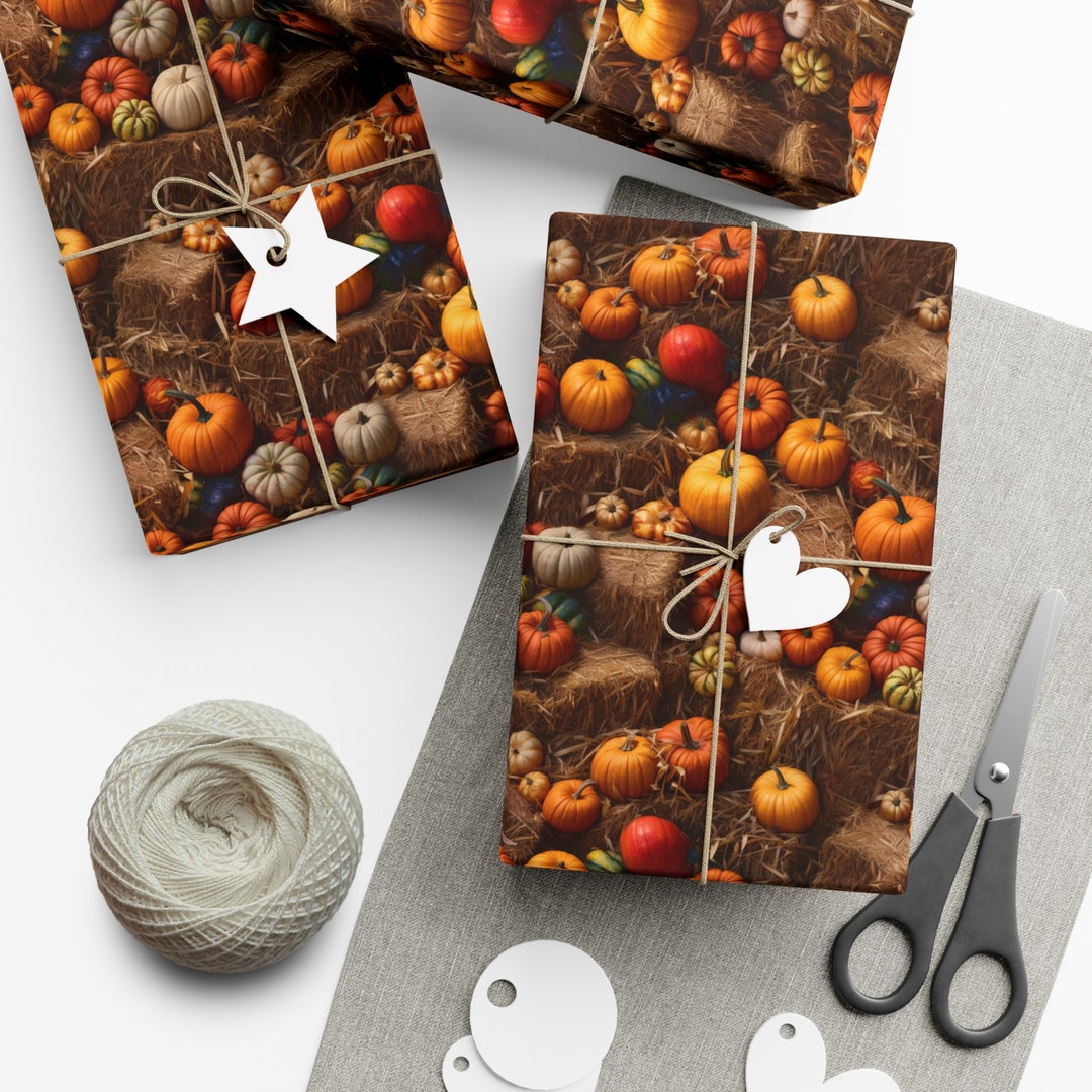 Gift Wrapper Repeating Fall Harvest: Premium Gift Wrap - Decorative Repeating Pattern, Matte ...
