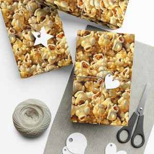 Buttered Popcorn: Premium Gift Wrap - Decorative Repeating Pattern, Matte/Satin Finish - High Quality Wrapping Paper movie night