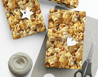 Buttered Popcorn: Premium Gift Wrap - Decorative Repeating Pattern, Matte/Satin Finish - High Quality Wrapping Paper movie night