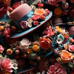 Fantastic Hats: Stunning Seamless Tile Art - Perfect for Backgrounds and Graphic Design - Digital Wallpaper Pattern Download