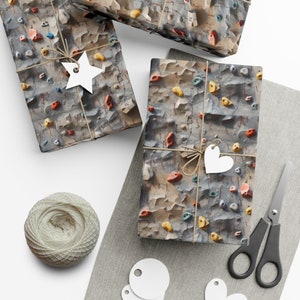 Rock Climbing Wall: Premium Gift Wrap - Decorative Repeating Rock Pattern, Matte/Satin Finish - High Quality Wrapping Paper vert challenge