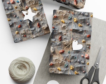 Rock Climbing Wall: Premium Gift Wrap - Decorative Repeating Rock Pattern, Matte/Satin Finish - High Quality Wrapping Paper vert challenge